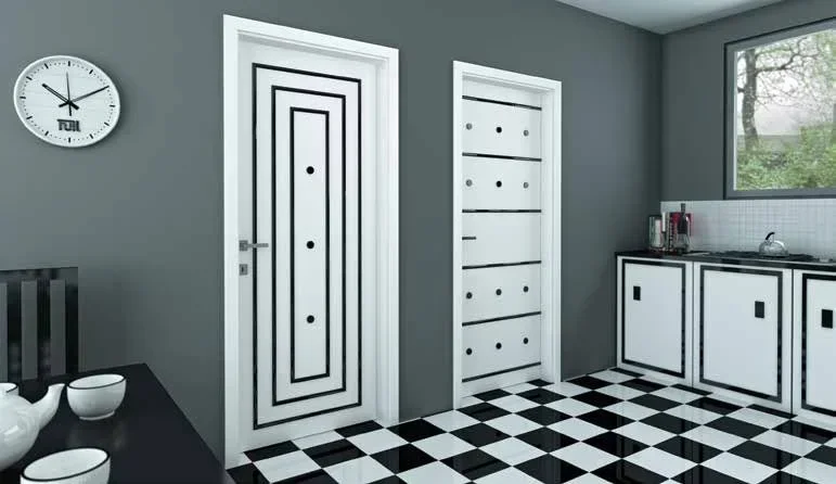 Full Doors fehér beltéri ajtók konyhai enteriőrben